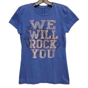 GONZAGA BULLDOGS Shirt Womens XL Blue WE WILL ROCK YOU Spell Out Basketball